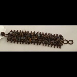 Tiger Eye Gemstone & Seed Bead Toggle Bracelet